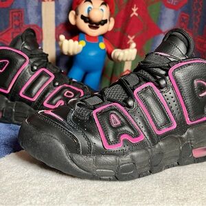 Nike air uptempo black and pink size 6y